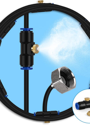 lifeegrn Misting Cooling System, Outdoor Misting System for Patio, 40 FT Misting Line+10 Mist Nozzles+3/4 inch Brass Adapter,Outdoor Mister System for Patio Garden Trampoline Greenhouse