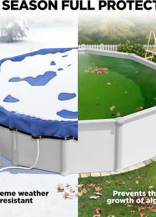 24 Ft Round Premium Heavy-Duty Winter Pool Cover - Royal Blue, Extra Thick and Durable, Tear-Proof, UV-Resistant, Reinforced Edges, Easy Install, All-Season Protection for Above Ground Pools