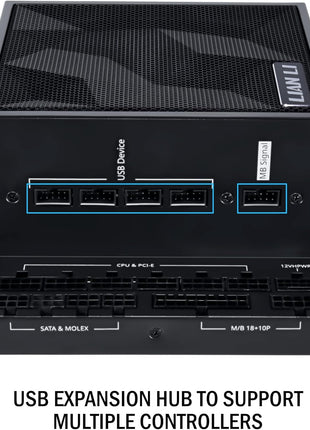 Lian Li Edge Series-1000W Full Modular Power Supply-80 Plus Platinum-ATX 3.0, 3.1-PCIE 5.1-L-Shape Design for Dual Chamber Case-120mm FDB Fan-Supports up to 4X USB Devices-Black (EG1000BE.US)
