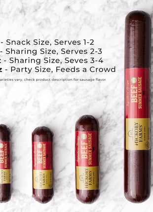 Hickory Farms Signature Beef Summer Sausage - 3 Pack | 100% Beef - Great for Charcuterie Boards | Award-Winning for Superior Taste | Gluten Free, High Protein Snack