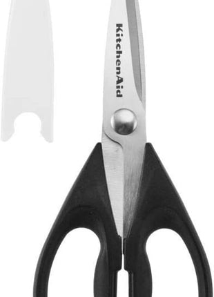 KitchenAid All Purpose Kitchen Shears with Protective Sheath Durable Stainless Steel Scissors, Dishwasher Safe, Soft Grip Comfort Handle, 8.72 Inch, Black