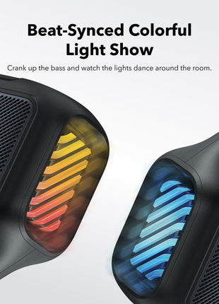 Soundcore Boom 2 By Anker, Outdoor Speaker, 80W, Subwoofer, BassUp 2.0, 24H Playtime, IPX7 Waterproof, Floatable, RGB Lights, USB-C, Custom EQ, Bluetooth 5.3, Portable for Camping and Beach - Black