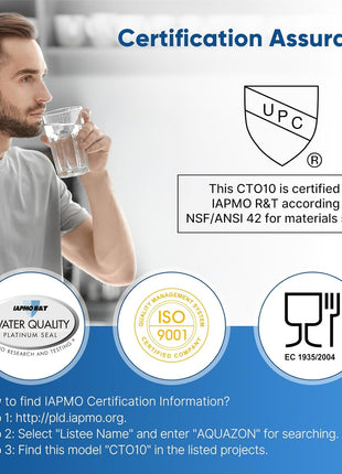 1 Micron 2.5" x 10" Whole House CTO Carbon Water Filter Cartridge Replacement for Under Sink Water Filter System, Dupont WFPFC8002, WFPFC9001, FXWTC, SCWH-5, WHEF-WHWC, WHCF-WHWC, AMZN-SCWH-5, 4Pack