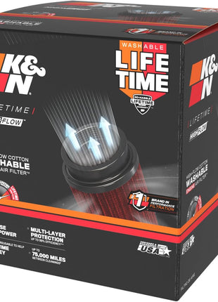 K&N High-Flow Original Lifetime Universal Clamp-On Air Filter: High Performance, Premium, Washable: Flange Diameter: 5 In, Filter Height: 7 In, Flange Length: 1 In, Shape: Round Tapered, RU-2800
