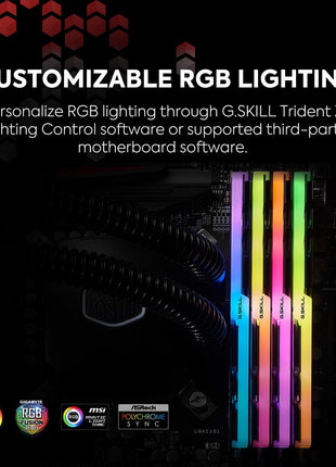 G.SKILL Trident Z RGB Series DDR4 RAM (XMP) 32GB (2x16GB) 3600MT/s CL18-22-22-42 1.35V Intel AMD Desktop Computer Memory U-DIMM (F4-3600C18D-32GTZR)