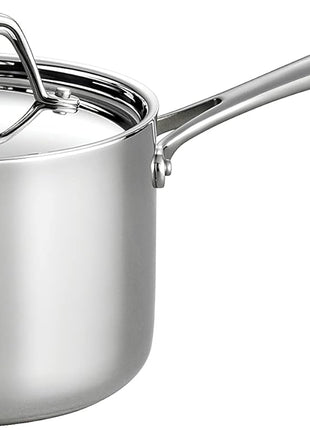 Tramontina Signature Tri-Ply Clad Stainless Steel 2-Quart Sauce Pan with Lid, Induction-Ready, Dishwasher-Safe, NSF-Certified, Made in Brazil