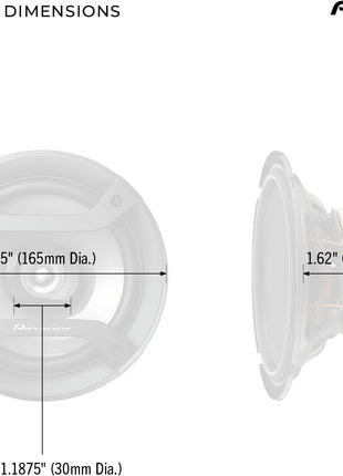 Pioneer F-Series TS-F1634R 6.5" 2-Way Speakers (Pair) – 200W Max, Balanced Sound + Smooth Treble, Great Stock Replacement, High-Efficiency Speaker Designed for OEM Power