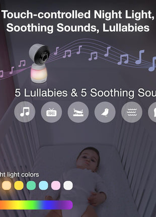 VTech Smart WiFi Baby Monitor – See Your Baby at Home or from Anywhere, 2K Camera, 5.5inch Screen, 24X Zoom, Wide Angle, Night Vision, Night Light, Free App | Smart HD Plus