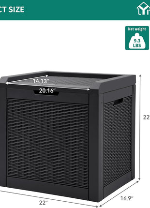YITAHOME 32 Gallon Rattan Deck Box, Indoor Outdoor Storage Box for Patio Furniture, Pool Accessories, Cushions, Garden Tools, Sports Equipment, Waterproof Resin with Lockable Lid & Side Handles, Black