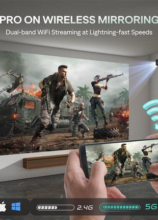 Aurzen EAZZE D1 Pro Smart Projector with WiFi and Bluetooth, NetfIix Official, 20W Speakers, DoIby Audio & dbx-tv Total Sonics, Auto Focus & Keystone, Native 1080P Portable Outdoor Movie Projector
