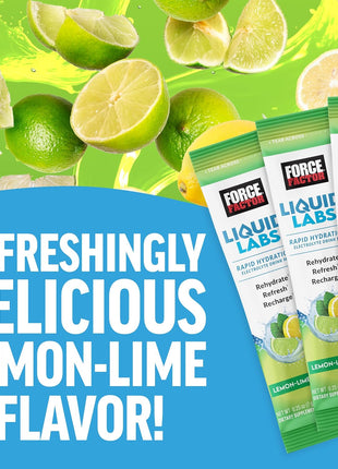 Force Factor Liquid Labs Electrolytes Powder Packets | Hydration Packets to Make Electrolyte Water, 5 Electrolytes, Vitamins, Minerals & Antioxidants, Lemon-Lime, 20 Stick Packs