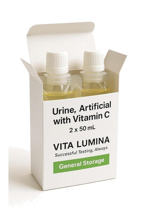 VITA LUMINA 50mL x 2 Pouches - Synthetic Urine for Urinalysis - Fake Pee Sub Solution with Vitamin C - Clean Artificial Urine Substitute for Education and Testing