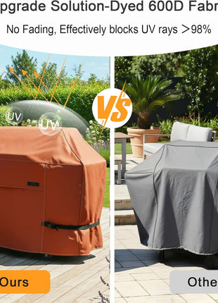 NettyPro BBQ Grill Cover 56 inch Heavy Duty Waterproof Outdoor 2-3 Burners Gas Grill Cover for Outside Weber, Char-Broil, Brinkmann, Nexgrill Barbecue, Brown