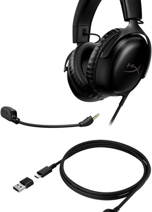 HyperX Cloud III 鈥?Wired Gaming Headset, PC, PS5, Xbox Series X|S, Angled 53mm Drivers, DTS Spatial Audio, Memory Foam, Durable Frame, Ultra-Clear 10mm Mic, USB-C, USB-A, 3.5mm 鈥?Black