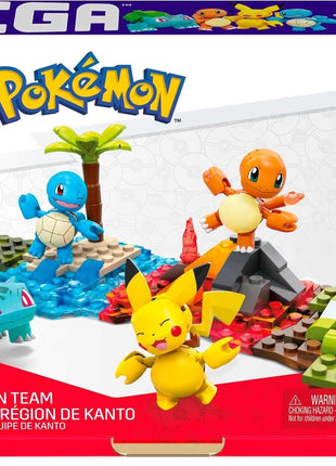 MEGA Pokémon Building Toys Set Kanto Region Team with 130 Pieces, 4 Poseable and Articulated Characters, 2 Inches Tall, for Kids