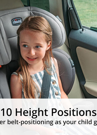 Chicco KidFit ClearTex Plus 2-in-1 Belt-Positioning Booster Car Seat | Obsidian, belt-positioning booster seat, ages 4+, 40-100 lbs, DuoGuard protection, ErgoBoost foam, flame retardant-free