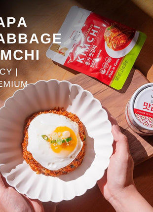 Spicy Premium Fermented Kimchi Napa Cabbage [ FUN SIZE Pouch Pack of 8] - [Original] – (Gluten Free / KETO / Vegan) | 0 Fat/ 0 Sugar/ 0 Cholesterol | Long Shelf Life | Perfect for Ramen & Stir-Fries - JONGGA