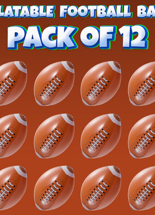 Bedwina 12-Pack 16" Inflatable Footballs for Football Party Decorations & Party Favors – Blow-Up Sports-Themed Beach Balls for Game Day & Birthday Supplies, Goodie Bag Stuffers