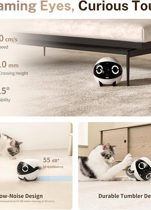 Enabot EBO ROLA Mini FamilyBot 2K Pet Camera Robot: Movable Indoor Camera Battery-Powered with Phone App, One-Touch Call, 2-Way Talk, Night Vision, Motion Detection, Video Recording