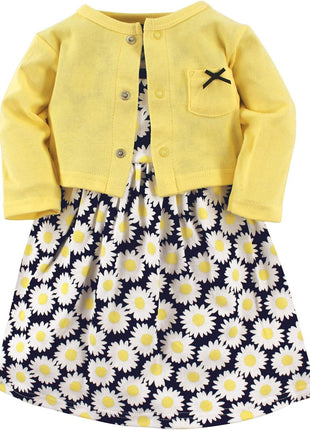 Hudson Baby Girls' Cotton Dress and Cardigan Set, Enchanted Forest, 18-24 Months
