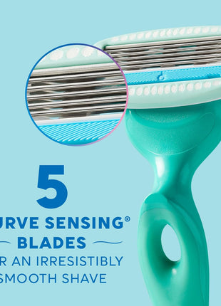 Schick Hydro Silk Ultra Sensitive Razor for Women | Womens Razor for Sensitive Skin, 5 Blade Razors for Women, Womens Razors for Shaving, Includes 1 Handle & 5 Refills