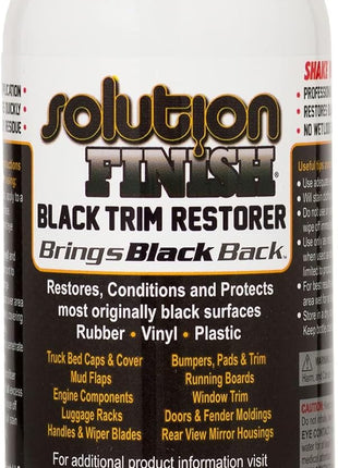 Solution Finish - Black Plastic & Vinyl Trim Restorer - Use for Car and Truck Detailing, No Wet Look, Instantly Revives Color to Trim, Bumpers, Mud Flaps, Etc., Black (12 oz)