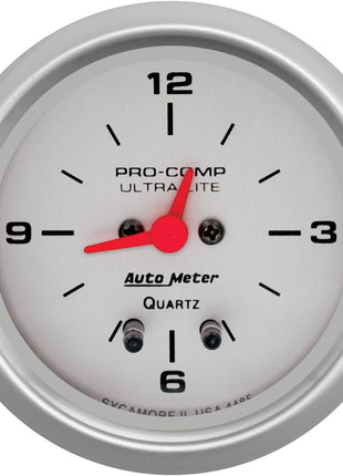 Auto Meter 4485 Ultra-Lite Clock,white,2.625 in.