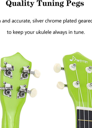 Soprano Ukulele for Kids 21 Inch Hawaiian Wood Ukelele Beginner Kit | Incl. Online Lesson Gig Bag Strap Nylon String Tuner Picks - Green Adult Starter Ukalalee Set Student Ukalelee Christmas Gift