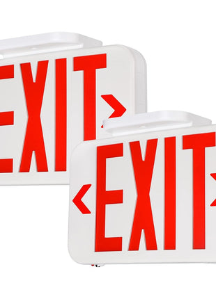 TORCHSTAR LED Exit Sign, Emergency Exit Light with Battery Backup, Double Face, UL 924, AC 120/277V, Damp Location, Hardwired Red Letter Exit Lights for Business Indoor, Pack of 2