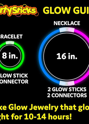 PartySticks Glow Sticks Party Supplies 100pk - 8 Inch Glow in the Dark Light Up Sticks Party Favors, Glow Party Decorations, Neon Party Glow Necklaces and Glow Bracelets with Connectors