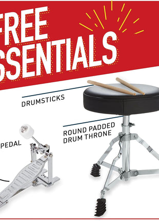 Mendini By Cecilio 13 Inch Drum Set, 3-Piece Junior Drum Set - Sky Blue | Drum Set for Beginners with Bass, Tom, Snare Drum,Cymbal, Drumsticks, Adjustable Padded Seat