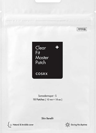 COSRX Clear Fit Invisible Master Patch, Ultra-Thin Spot Cover (18 Counts) | Seamless Hydrocolloid Pimple Stickers for Invisible Spot Coverage, Quick & Easy Blemish Care, Korean Skin Care, Pore Care