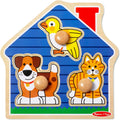 Melissa & Doug Pet Animals Jumbo Knob Puzzle, Wooden Peg Puzzle for Toddlers, Educational Toy for Shape Recognition and Fine Motor Skills, Ages 1+