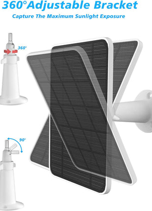Solar Panel Charger Compatible with Arlo Pro 5S/Pro 4/Pro 3/Pro 3 Floodlight/Ultra/Ultra 2 Camera, 6V 4.5W Solar Panels Charging IP65 Weatherproof w/ 9.8ft Charging Cable Adjustable Wall Mount, 2 Pack