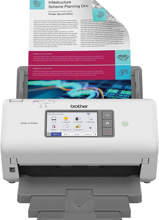 Brother ADS-4700W Professional Desktop Scanner with Fast Scan Speeds, Duplex, Wireless, and Large Touchscreen, White