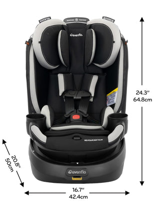 Evenflo Revolve360 Slim 2-in-1 Rotating Car Seat | with Quick Clean Cover, Rear-Facing and Forward-Facing Modes, Infant-6 Years, 4-65 lbs (Salem Black)