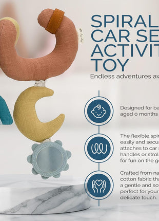 Itzy Ritzy Spiral Car Seat & Stroller Activity Toy, 0 Months & Up (Rainbow) | Baby Stroller & Car Seat Spiral Toy, Infant Sensory Activity Toy, Easy-Attach Hanging Toy With Textures, Sounds & Visual Play