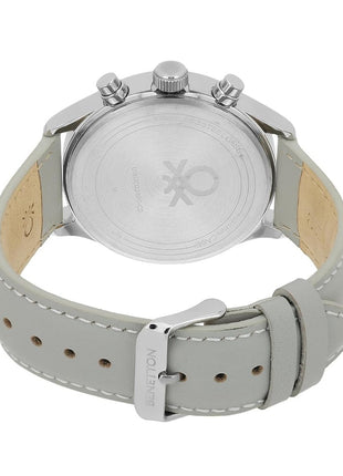 United Colors of Benetton Signature Analog Watch for Man with Silver Tone Round Dial & Grey Leather Strap Band Water Resistant Men's Wrist Watches - UWUCG2400