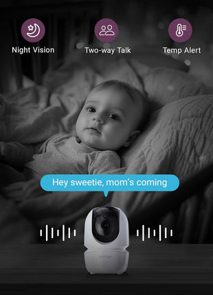 Comfyer BM01 7inch HD Split-Screen Baby Monitor, Video Baby Monitor with 2 Cameras and Audio, No WiFi Monitor with a Flexible Bracket, Up to 2 Days in VOX Mode with Sound Alert, 4X Zoom, Night Vision