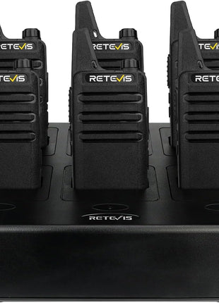 Retevis RT22 Walkie Talkies Rechargeable Hands Free 2 Way Radios Two-Way Radio(6 Pack) with 6 Way Multi Gang Charger