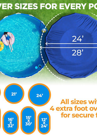 24 Ft Round Premium Heavy-Duty Winter Pool Cover - Royal Blue, Extra Thick and Durable, Tear-Proof, UV-Resistant, Reinforced Edges, Easy Install, All-Season Protection for Above Ground Pools