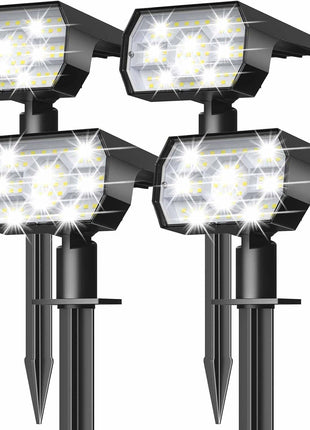 NYMPHY Solar Lights Outdoor Waterproof IP68, 56 LED 3 Lighting Modes Solar Powered Garden Yard Spot Solar Lights for Outside Landscape- 4 Pack (Cool White)