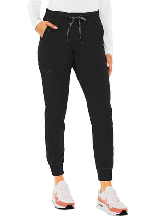 Med Couture Scrub Pants for Women Cargo Jogger Bottoms with 5 Pockets, Lightweight, Ultra Soft, 2-Way Stretch Fabric - MC7710, M, Black