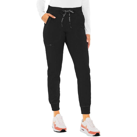 Med Couture Scrub Pants for Women Cargo Jogger Bottoms with 5 Pockets, Lightweight, Ultra Soft, 2-Way Stretch Fabric - MC7710, M, Black