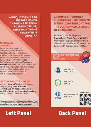 Garden of Life Herbals Menopause Supplement with S-equol & Trans-Resveratrol for Multi-Symptom Relief, Keranat for Thicker, Fuller Hair Growth – Non-GMO, Gluten-Free, Vegan, Berry Flavor, 30 Servings