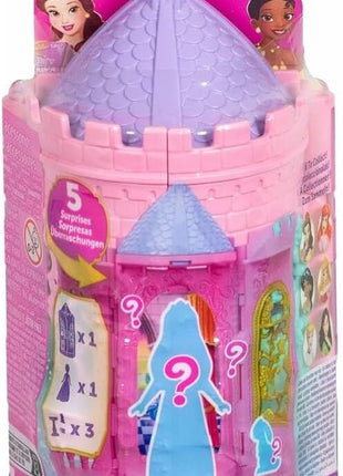 Mattel Disney Princess or Villains Tower Surprise Small Doll & Stacking Playset with 3-4 Accessories, Inspired by Movies (Characters May Vary)