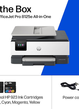 HP OfficeJet Pro 8125e Wireless All-in-One Color Inkjet Printer, Print, scan, Copy, ADF, Duplex Printing, Home & Office, 3 Months of Instant Ink Included (405T6A)