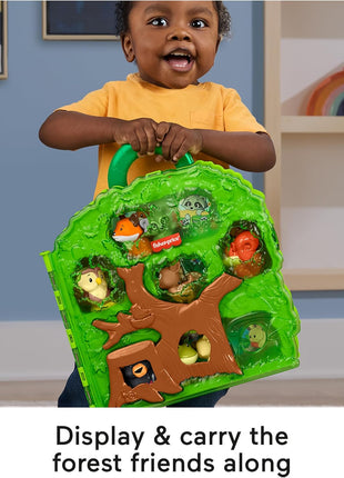 Fisher-Price Little People Toddler Toy Forest Friends Carry Case Playset with Animal Figures for Pretend Play Kids Ages 1+ Years