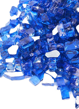 GASPRO 10 lbs Fire Glass for Propane Fire Pit, 1/2-Inch Reflective Fireplace Glass Rocks for Fire Pit Table, Cobalt Blue