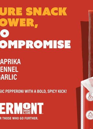 Vermont Smoke & Cure - Turkey Uncured Pepperoni Meat Sticks - Protein Snacks - On the Go Healthier Snack for Adults & Kids - 24 Count